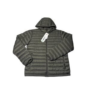 32 Degrees Heat Puffer Jacket Coat Men's Medium Gray Hooded New Lightweight